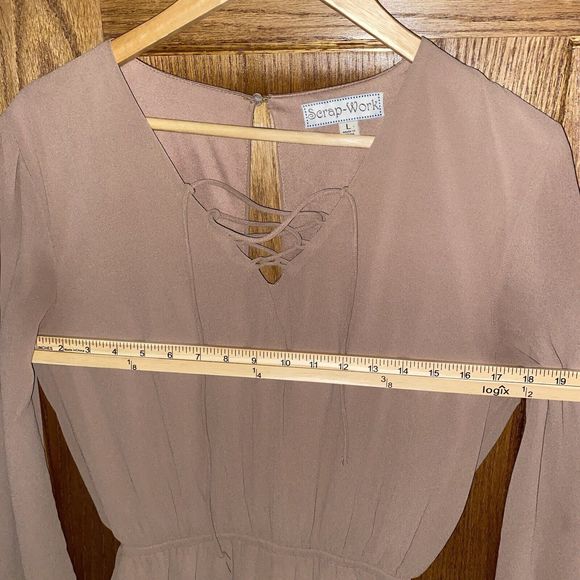 Scrap-Work Silk (70%) Size Large Brown Romper Shorts Embroidery On Hem - Picture 8 of 12